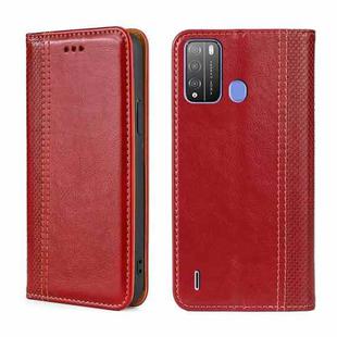 For Itel Vision 1 Pro Grid Texture Magnetic Flip Leather Phone Case(Red)