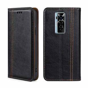 For Tecno Phantom X Grid Texture Magnetic Flip Leather Phone Case(Black)