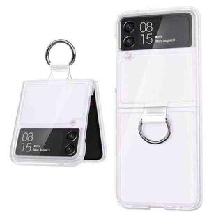 For Samsung Galaxy Z Flip4 5G PC PVC Ring Phone Case(Frosted White)