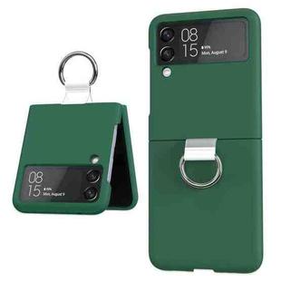 For Samsung Galaxy Z Flip4 5G PC PVC Ring Phone Case(Dark Green)