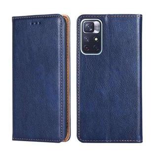 For Xiaomi Redmi Note 11 China / Poco M4 Pro 5G Gloss Oil Solid Color Magnetic Leather Phone Case(Blue)