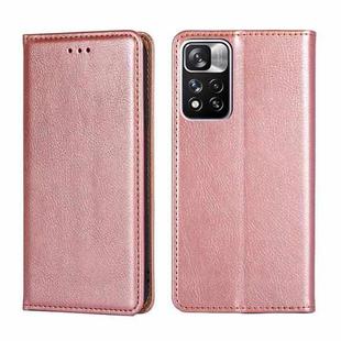 For Xiaomi Redmi Note 11 Pro 5G / Pro Plus 5G Gloss Oil Solid Color Magnetic Leather Phone Case(Rose Gold)