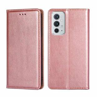 For OnePlus 9RT 5G Gloss Oil Solid Color Magnetic Leather Phone Case(Rose Gold)