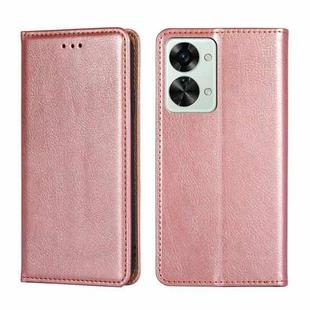 For OnePlus Nord 2T Gloss Oil Solid Color Magnetic Leather Phone Case(Rose Gold)