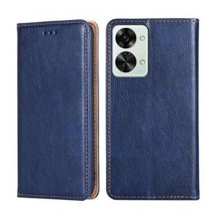 For OnePlus Nord 2T Gloss Oil Solid Color Magnetic Leather Phone Case(Blue)