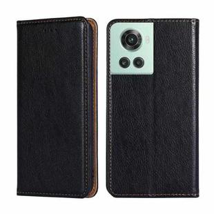 For OnePlus Ace / 10R Gloss Oil Solid Color Magnetic Leather Phone Case(Black)