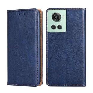 For OnePlus Ace / 10R Gloss Oil Solid Color Magnetic Leather Phone Case(Blue)