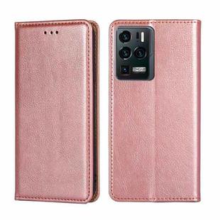 For ZTE Axon 30 Ultra 5G Gloss Oil Solid Color Magnetic Leather Phone Case(Rose Gold)