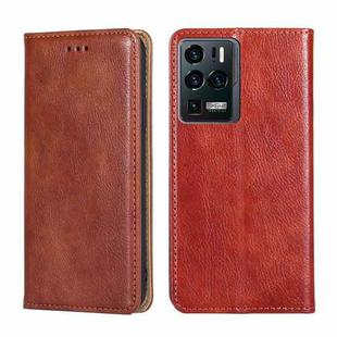 For ZTE Axon 30 Ultra 5G Gloss Oil Solid Color Magnetic Leather Phone Case(Brown)