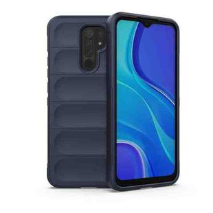 For Xiaomi Redmi 9 Magic Shield TPU + Flannel Phone Case(Dark Blue)