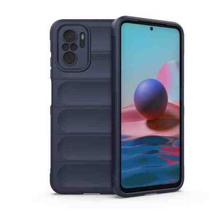 For Xiaomi Redmi Note 10 4G Magic Shield TPU + Flannel Phone Case(Dark Blue)