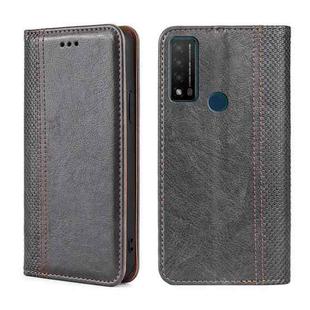 For TCL 20 R 5G/Bremen/20 AX 5G Grid Texture Magnetic Flip Leather Phone Case(Grey)