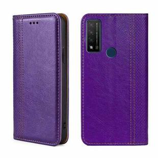 For TCL 20 R 5G/Bremen/20 AX 5G Grid Texture Magnetic Flip Leather Phone Case(Purple)