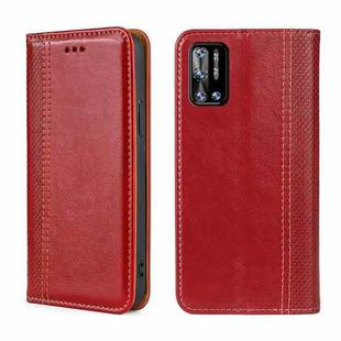 For DOOGEE N40 Pro Grid Texture Magnetic Flip Leather Phone Case(Red)