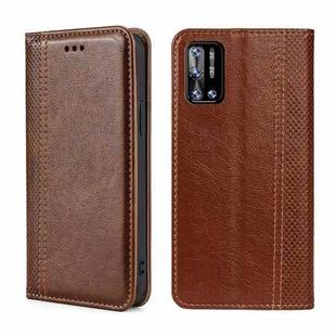 For DOOGEE N40 Pro Grid Texture Magnetic Flip Leather Phone Case(Brown)