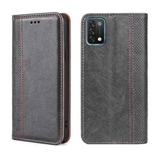 For UMIDIGI A11 Grid Texture Magnetic Flip Leather Phone Case(Grey)