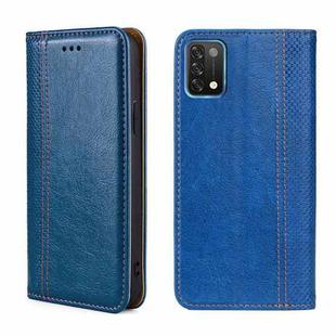 For UMIDIGI A11 Grid Texture Magnetic Flip Leather Phone Case(Blue)