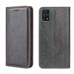 For UMIDIGI A11 Pro Max Grid Texture Magnetic Flip Leather Phone Case(Grey)