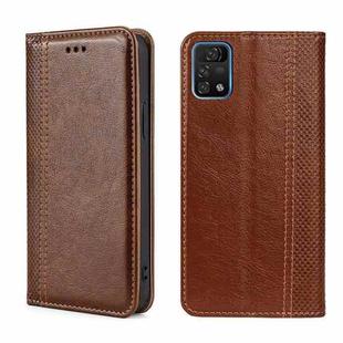 For UMIDIGI A11 Pro Max Grid Texture Magnetic Flip Leather Phone Case(Brown)