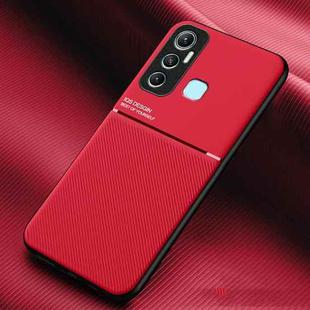 For Infinix Hot 11 Classic Tilt Strip Grain Magnetic Shockproof PC + TPU Phone Case(Red)