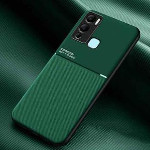 For Infinix Hot 12i X665 Classic Tilt Strip Grain Magnetic Shockproof PC + TPU Phone Case(Dark Green)