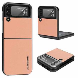 For Samsung Galaxy Z Flip4 5G LC.IMEEKE Shock-resistant Plain Leather All-inclusive Protective Case(Pink)