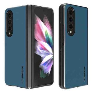 For Samsung Galaxy Z Fold4 5G LC.IMEEKE Shock-resistant Plain Leather All-inclusive Protective Case(Blue)