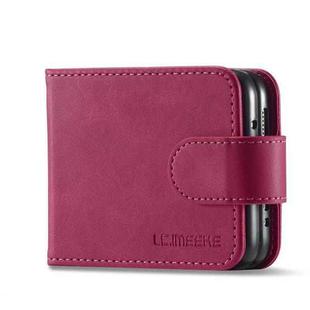 For Samsung Galaxy Z Flip4 5G LC.IMEEKE Calf Texture Leather Phone Case(Red)