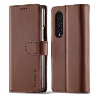For Samsung Galaxy Z Fold4 5G LC.IMEEKE Calf Texture Leather Phone Case(Brown)