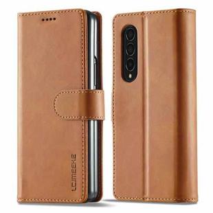 For Samsung Galaxy Z Fold4 5G LC.IMEEKE Calf Texture Leather Phone Case(Yellow)