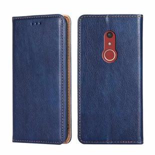 For Fujitsu Arrow Be4 Plus F-41B Gloss Oil Solid Color Magnetic Leather Phone Case(Blue)