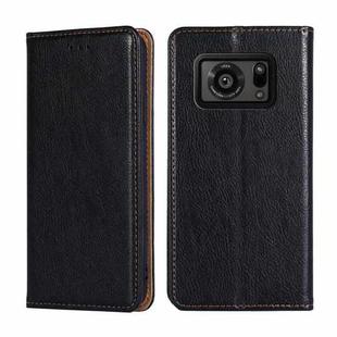 For Sharp Aquos R6 Gloss Oil Solid Color Magnetic Leather Phone Case(Black)