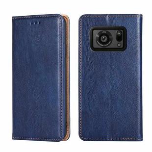 For Sharp Aquos R6 Gloss Oil Solid Color Magnetic Leather Phone Case(Blue)