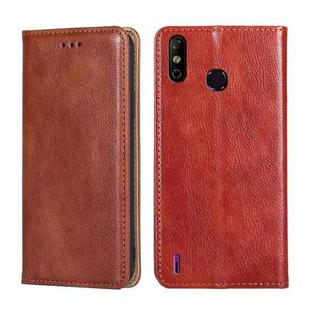 For Infinix Smart 4 X653 Gloss Oil Solid Color Magnetic Leather Phone Case(Brown)