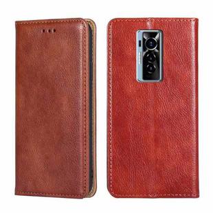 For Tecno Phantom X Gloss Oil Solid Color Magnetic Leather Phone Case(Brown)