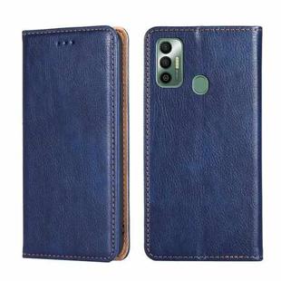 For Tecno Spark 7 Gloss Oil Solid Color Magnetic Leather Phone Case(Blue)