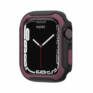 Detachable Two-color Watch Case For Apple Watch Series 9 / 8 / 7 45mm / 6&SE&5&4 44mm(Black Wine Red)