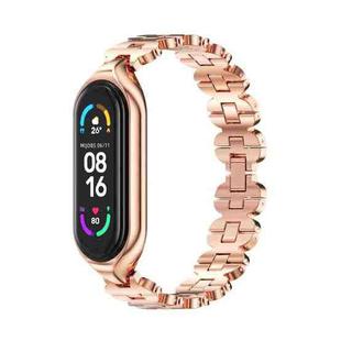 For Xiaomi Mi Band 5 / 6 MIJOBS Bone Chain Double Hole Metal Watch Band(Rose Gold)