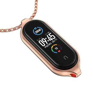 For Xiaomi Mi Band 5 / 6 MIJOBS Metal Pendant Stainless Steel Watch Necklace(Rose Gold)