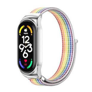 For Xiaomi Mi Band 7 / 7 NFC MIJOBS CS Stainless Steel Case Nylon Watch Band(Colorful Silver)