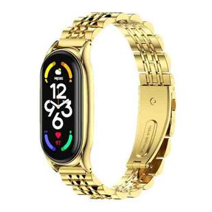 For Xiaomi Mi Band 7 / 7 NFC MIJOBS Plus Seven-bead Metal Stainless Steel Watch Band(Gold)