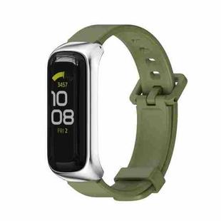 For Samsung Galaxy Fit 2 MIJOBS Metal Case Silicone Watch Band(Army Green Silver)