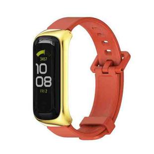 For Samsung Galaxy Fit 2 MIJOBS Metal Case Silicone Watch Band(Orange Gold)