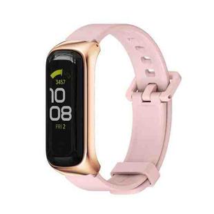 For Samsung Galaxy Fit 2 MIJOBS Metal Case Silicone Watch Band(Pink Rose Gold)