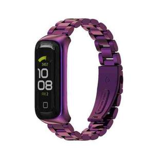 For Samsung Galaxy Fit 2 MIJOBS Three-bead Metal Stainless Steel Watch Band(Purple)