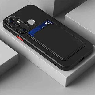 For Infinix Hot 11 with Fingerprints Skin Feel Card Contrast Color Button TPU Phone Case(Black)