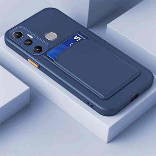 For Infinix Hot 11 with Fingerprints Skin Feel Card Contrast Color Button TPU Phone Case(Dark Blue)