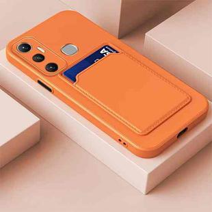 For Infinix Hot 11 with Fingerprints Skin Feel Card Contrast Color Button TPU Phone Case(Orange)