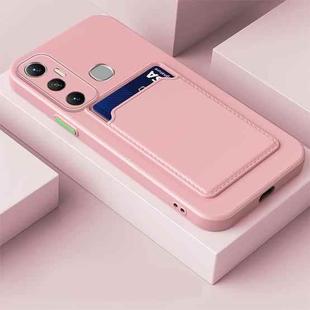 For Infinix Hot 11 with Fingerprints Skin Feel Card Contrast Color Button TPU Phone Case(Pink)