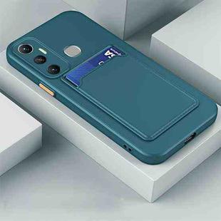 For Infinix Hot 11 with Fingerprints Skin Feel Card Contrast Color Button TPU Phone Case(Dark Green)